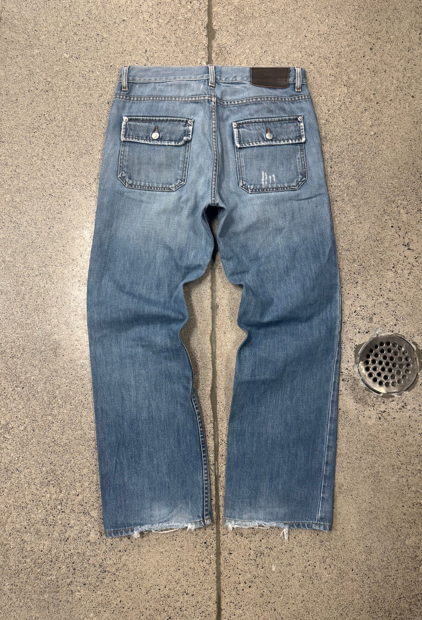 2000s Prada Mainline Blue Wide Leg Denim