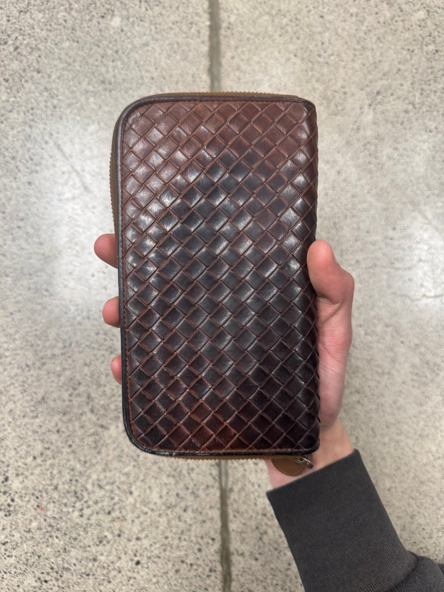 Bottega Veneta ‘Quilted’ Brown Long Leather Wallet