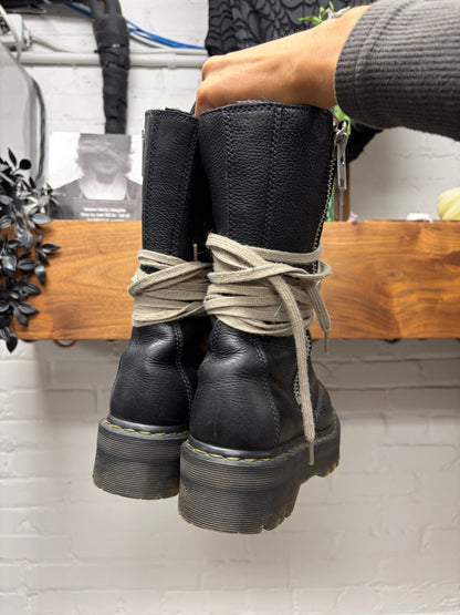 Rick Owens x Doc Martens ‘1918 Quad Sole’ Platform Black Leather High Top Boots