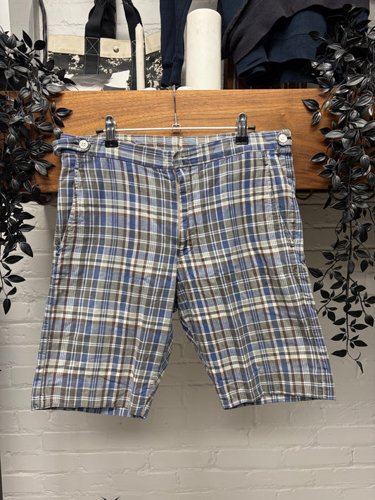 Comme Des Garçons Shirt Tartan Plaid Cotton Shorts