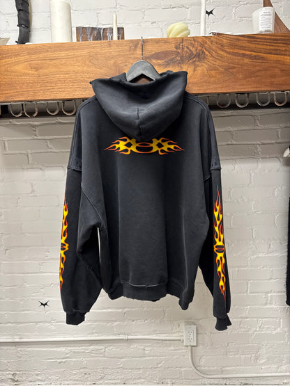 SS2024 Balenciaga ‘Unity Flame’ Distressed Black Pullover Hoodie