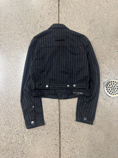 Vintage Jean Paul Gaultier Pinstripe Denim Zip-Up Jacket