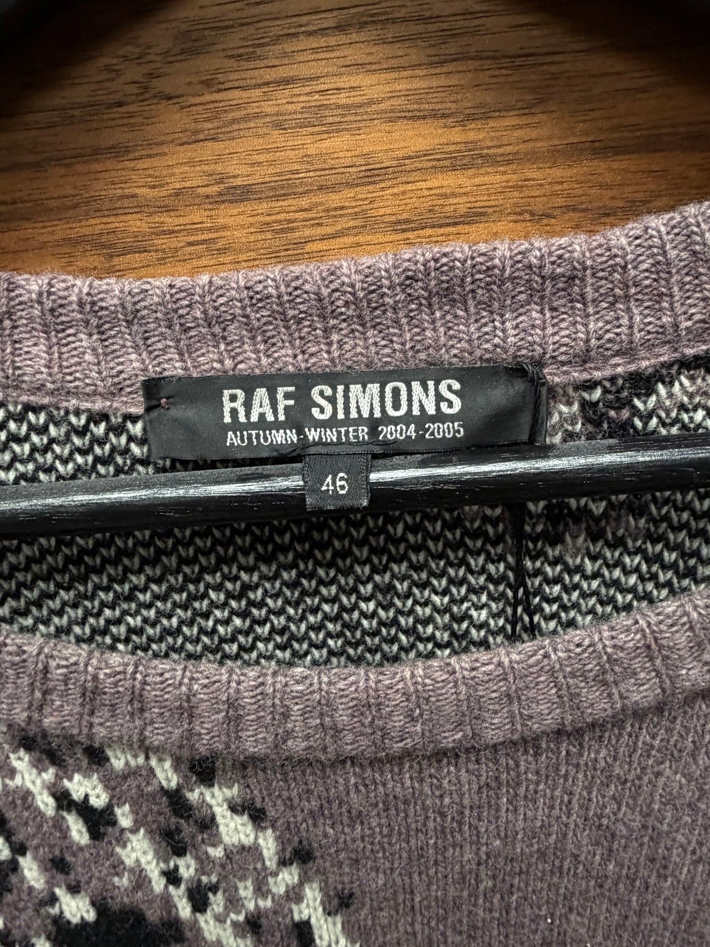 AW2004 Raf Simons ‘Waves’ Purple Paisley Knit Sweater