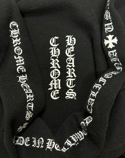 Chrome Hearts ‘Fleur’ Cross Black Waffle Knit Long Sleeve