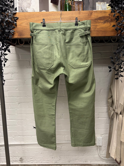 2019 Junya Watanabe ‘Buckleback’ Green Wide Leg Denim