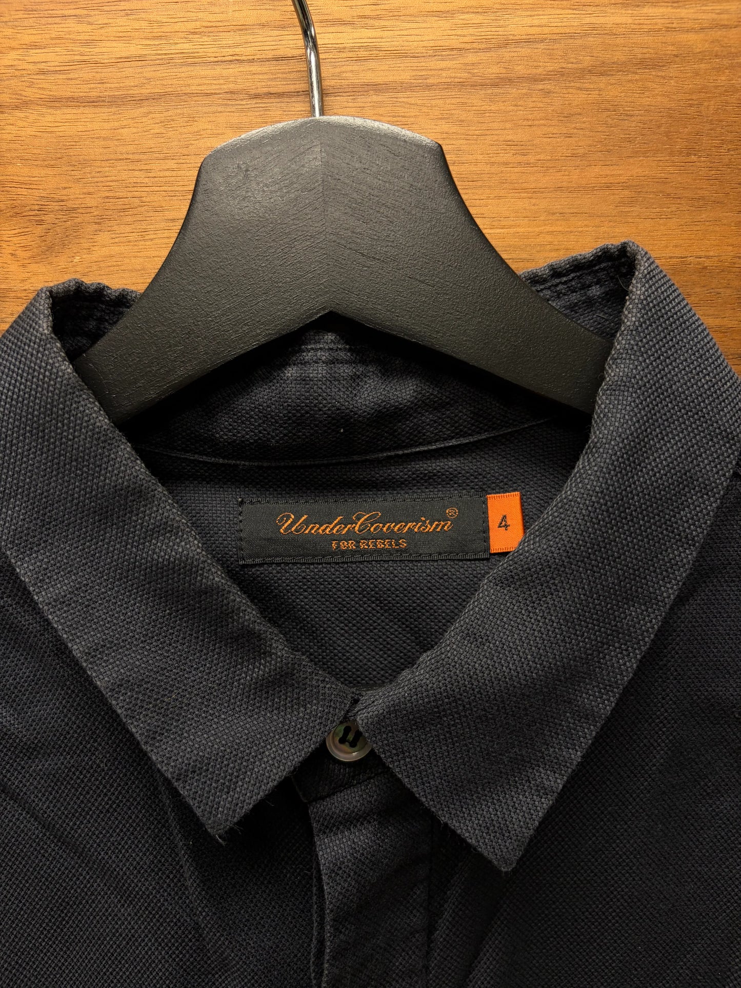 SS2007 Undercover ‘Purple’ Embroidered U Logo Black Button Up Shirt