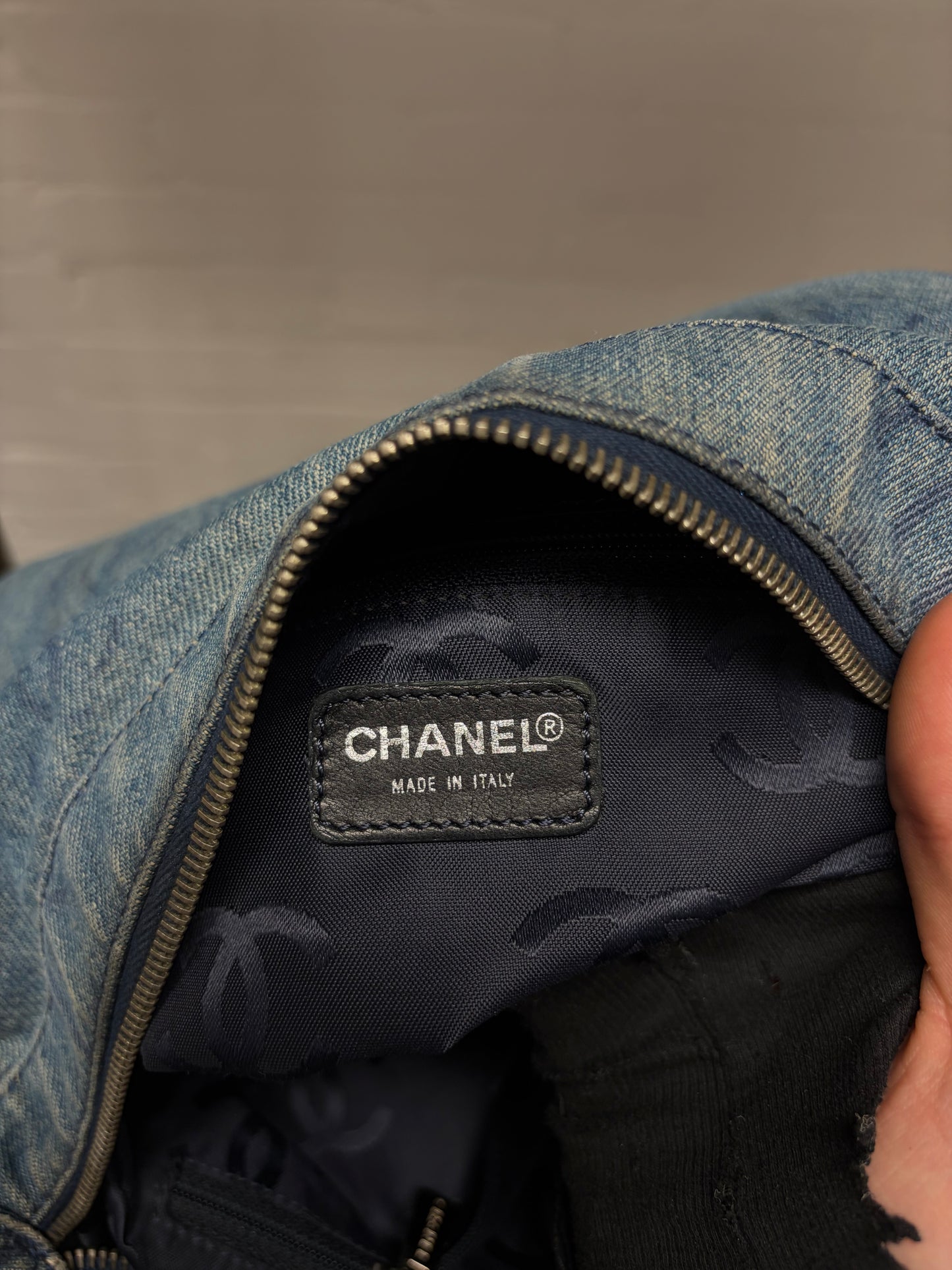 2002 Chanel ‘Cruise’ Denim CC Interlock Monogram Hobo Bag