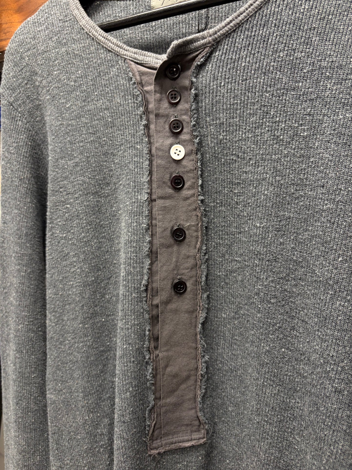Yohji Yamamoto Pour Homme Thermal ‘Henley’ Assorted Button Long Sleeve Shirt