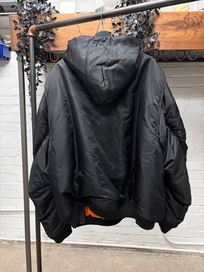 AW2022 Balenciaga ‘3B Sport Logo’ Padded Black 'Mudshow' Oversized MA-1 Pullover