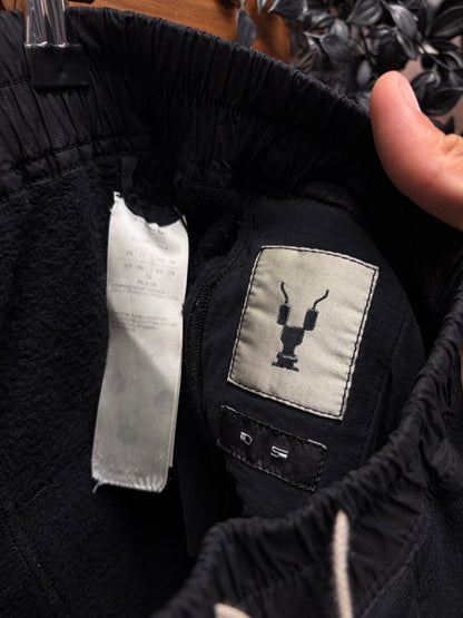 Rick Owens DRKSHDW ‘Felpa’ Black Pod Drop Crotch Drawstring Shorts