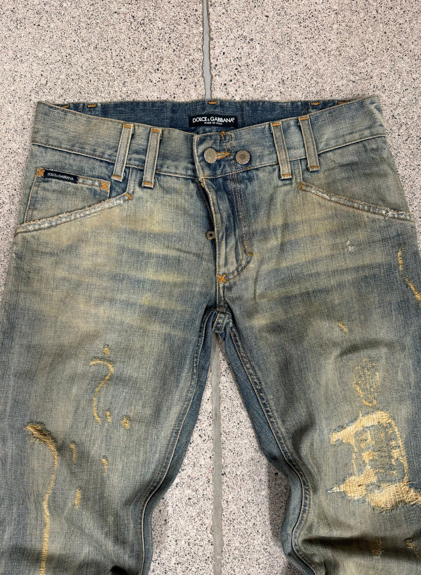 Dolce & Gabbana Dirt Wash Blue Bootcut Denim