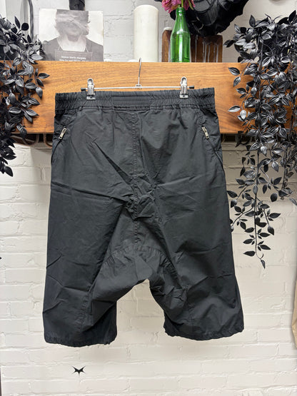 Rick Owens O&M era ‘Basket Swinger’ Drop Crotch Black Cotton Shorts