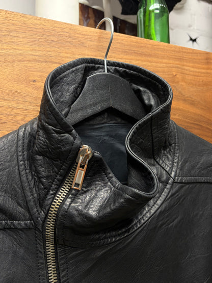 SS2009 Rick Owens ‘Strutter’ Black Lambskin Leather ‘Mollino’ High Neck Zip Jacket