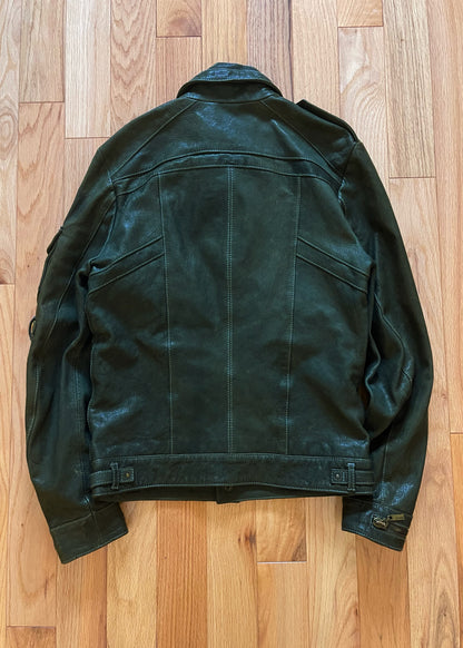 2000’s Roberto Cavalli ‘Moss Green’ Cargo Pocket Leather Jacket