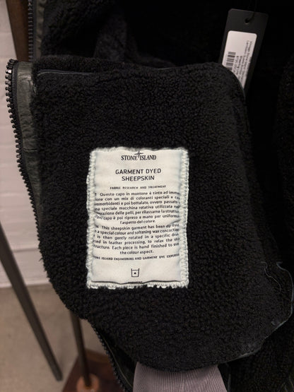 Vintage Stone Island ‘Garment Dyed’ Lambskin Suede Bomber Jacket with Shearling Liner