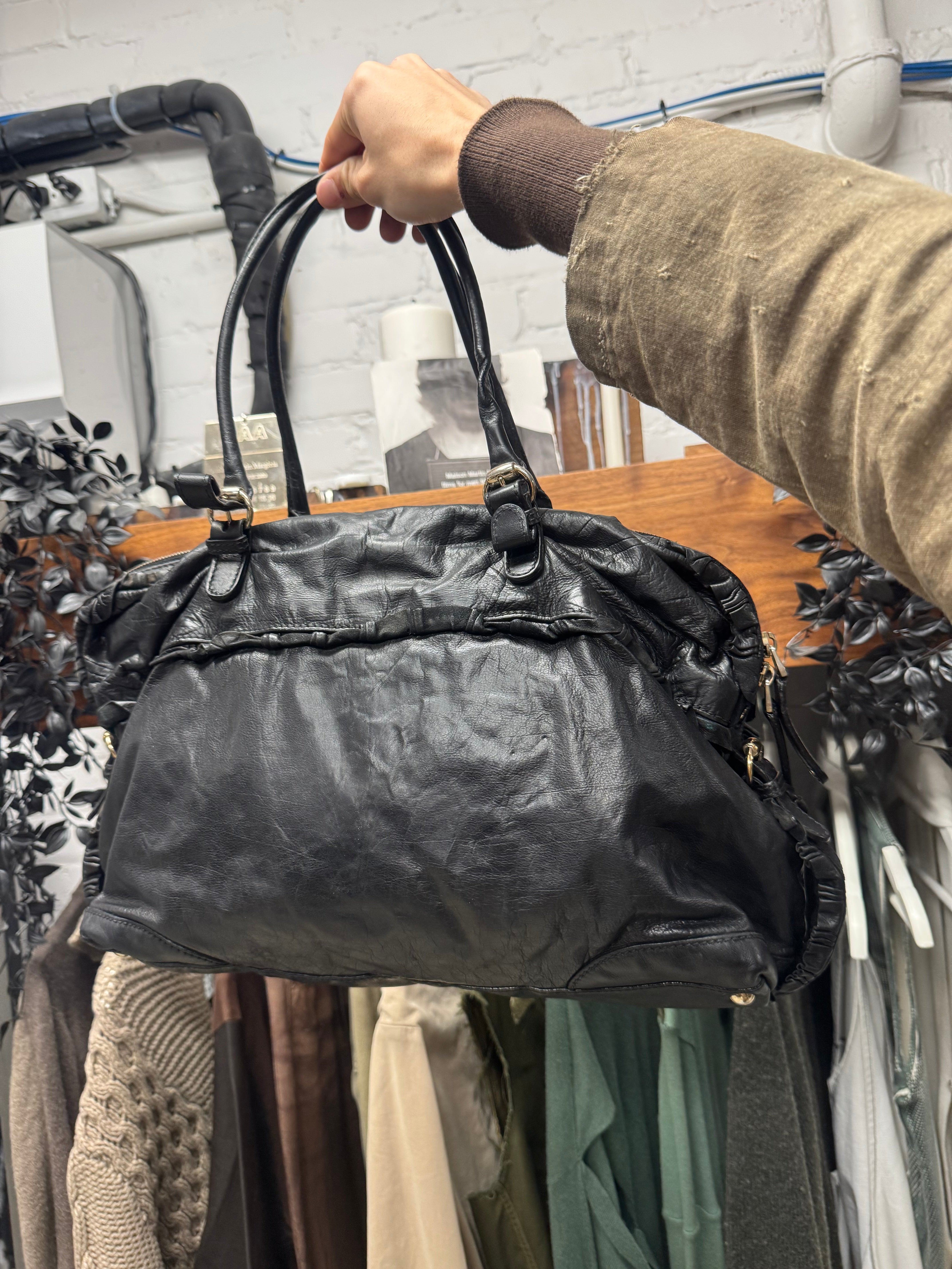 2000s Gucci 'Sabrina' Black Calfskin Leather Boston Bag