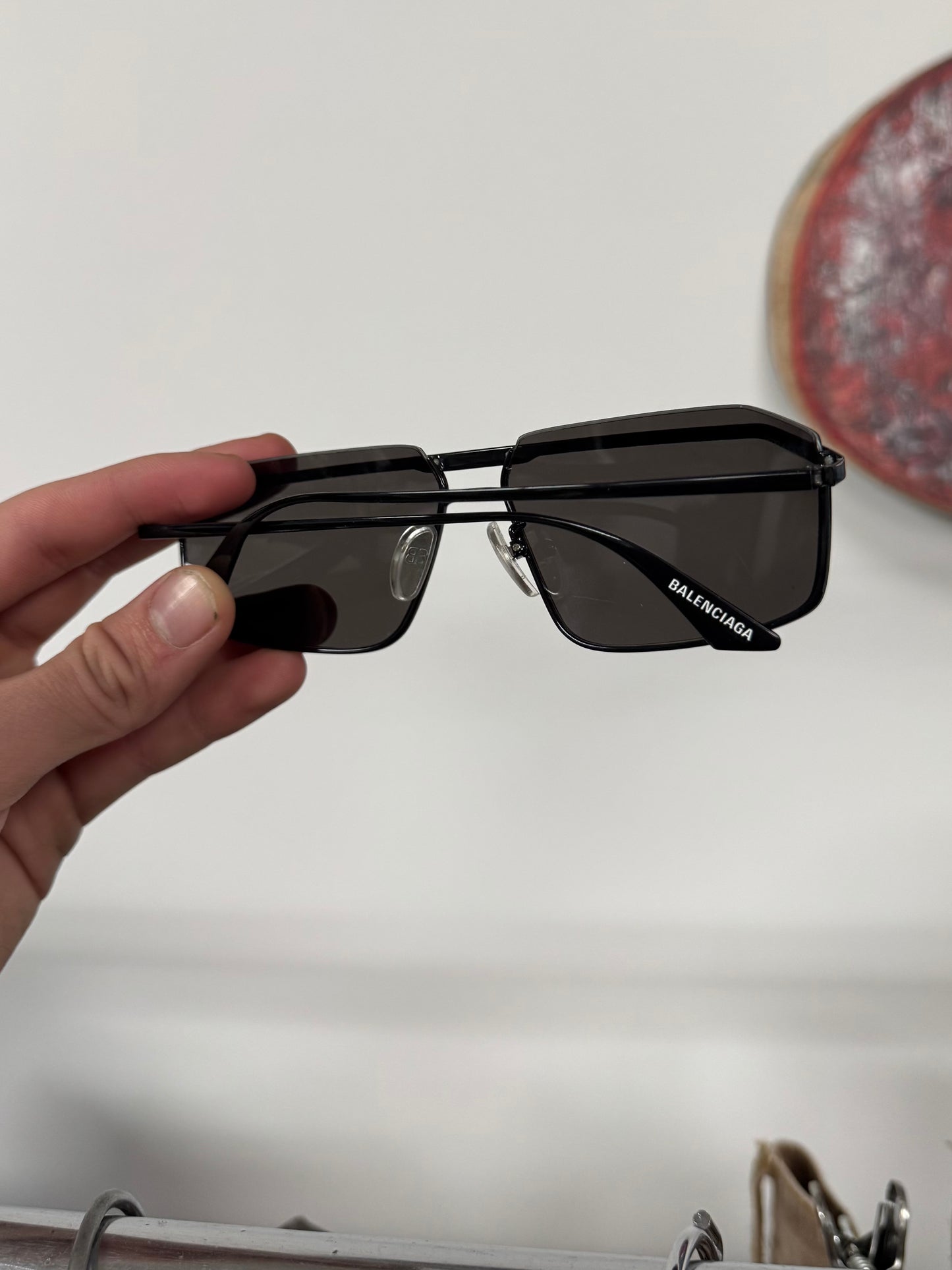 Balenciaga ‘Tag 2.0’ Black Aviator Sunglasses