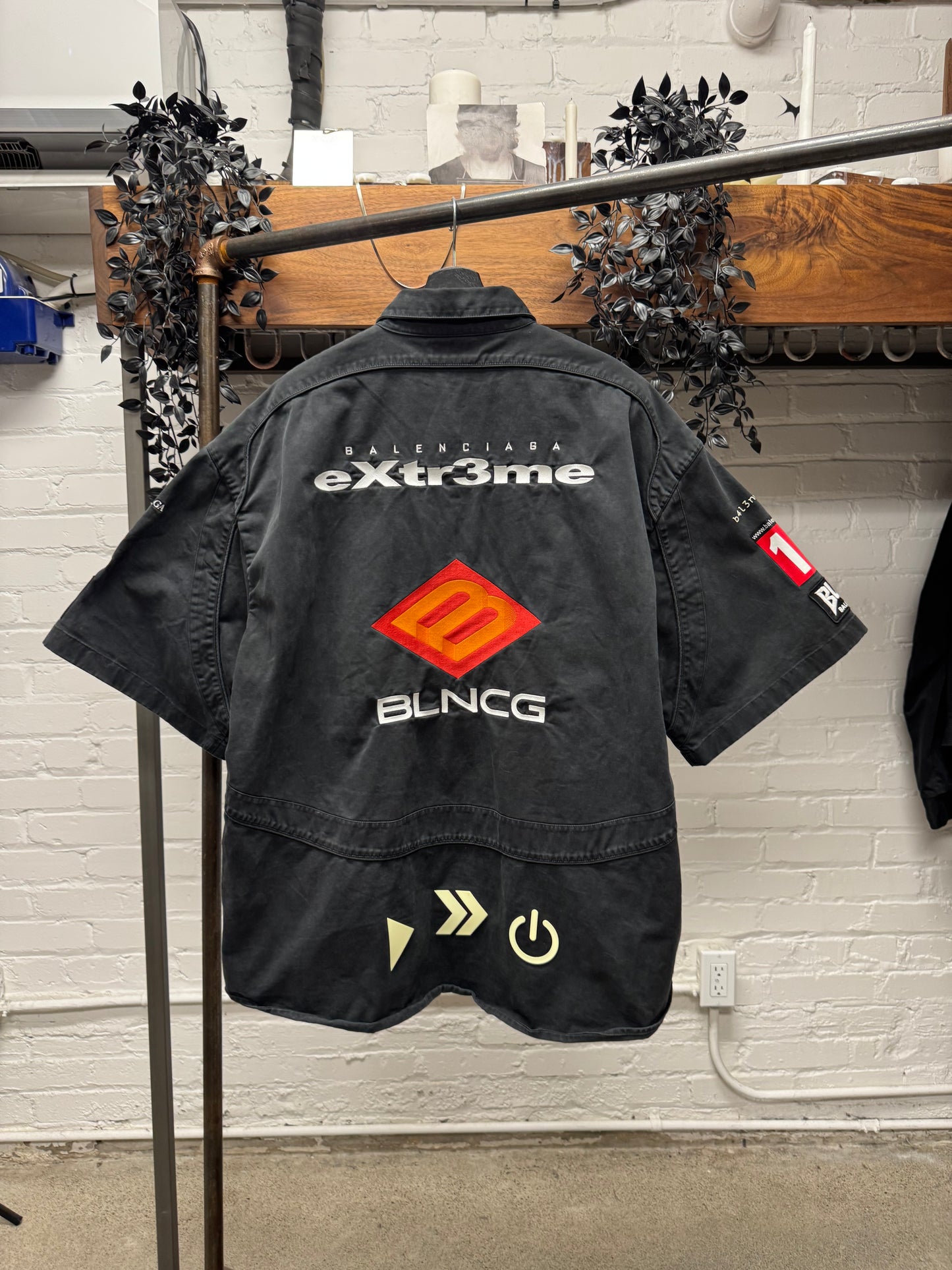 AW2021 Balenciaga ‘Gamer’ Embroidered Logo Oversized Button Up Shirt