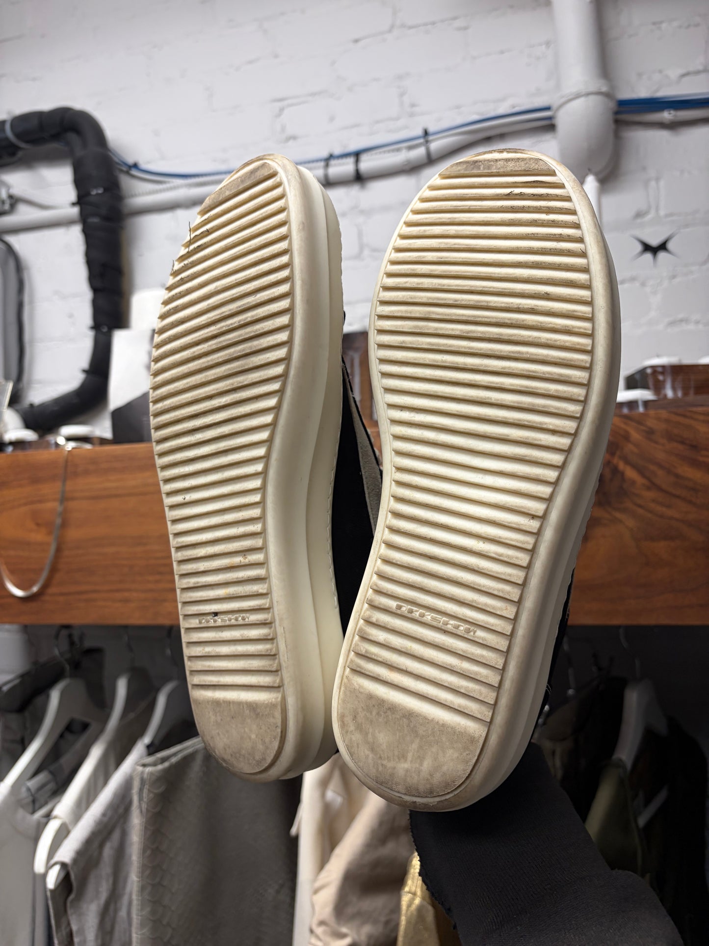 Rick Owens Black/Milk Canvas ‘Vans’ Low Top Sneakers