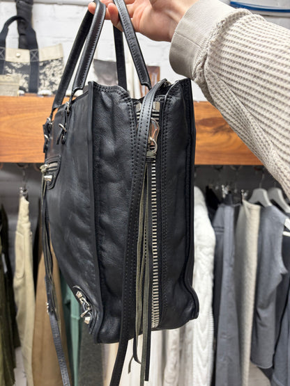 Balenciaga ‘Le Papier’ Black Leather Tote Bag with Crossbody Strap