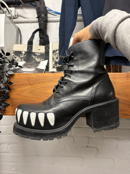 AW2022 Walter Van Beirendonck ‘Hyper Glam’ Teeth Platform Black Leather Boots