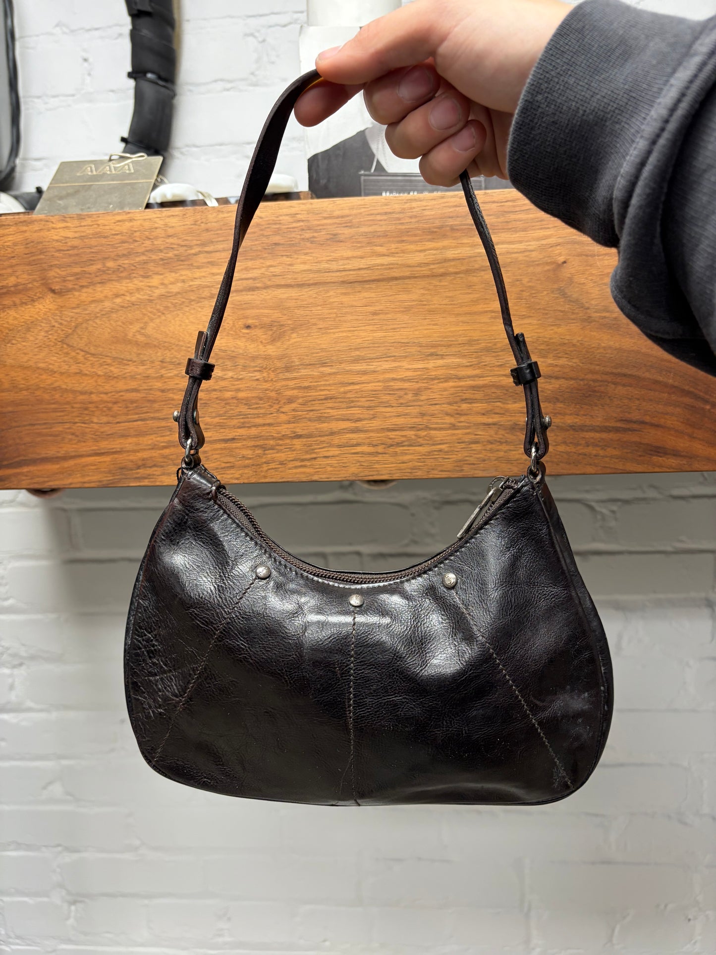 Vintage Yves Saint Laurent ‘Rive Gauche’ Mini Studded Leather Shoulder Bag