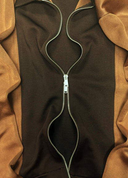AW2023 Jil Sander Brown Two Tone Track Jacket