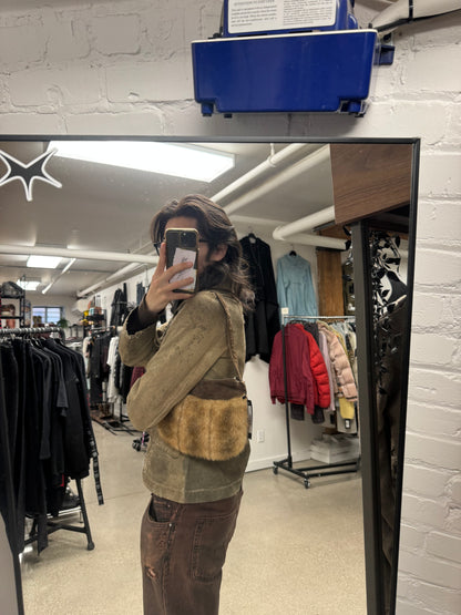 Vintage Miu Miu Suede/Fur Miniature ‘Pochette’ Shoulder Bag