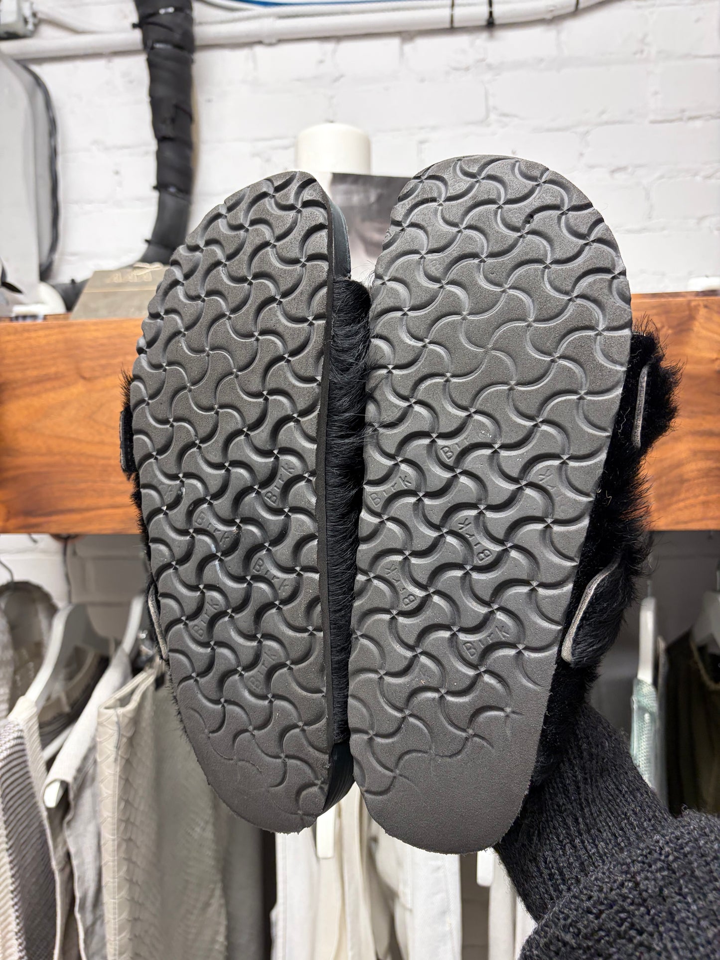 2021 Rick Owens x Birkenstocks Black Pony-Hair ‘Arizona’ Sandals