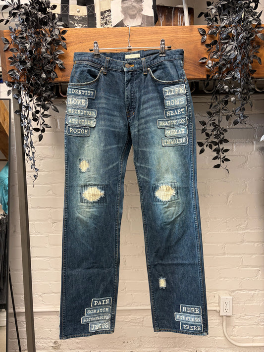 AW2004 Number (N)ine ‘Give Peace a Chance Patchwork Denim