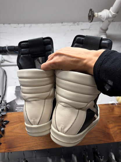 Rick Owens Black/Milk Leather ‘Geobasket’ High Top Sneakers