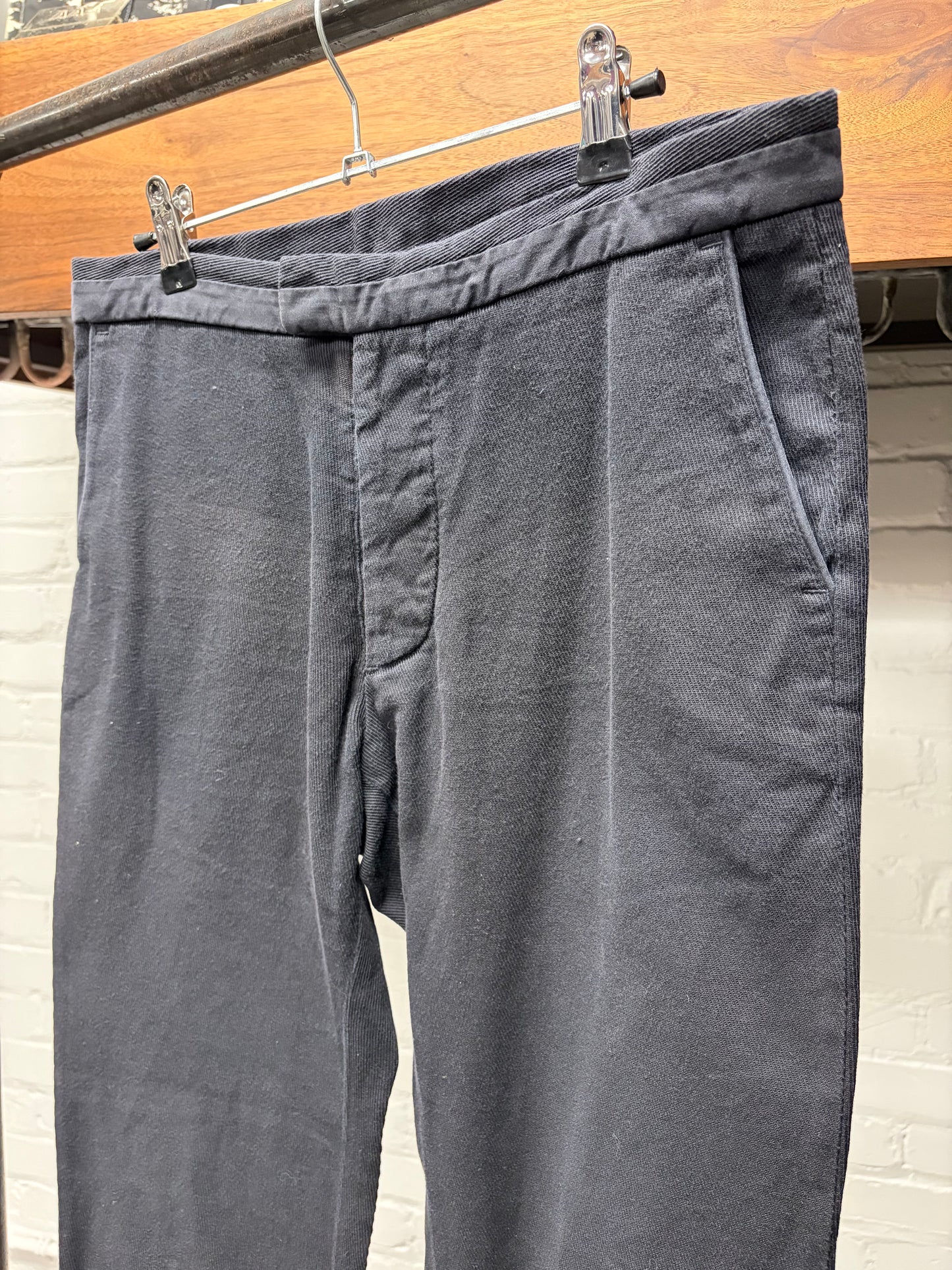 Maison Martin Margiela Black ‘Diagonal Corduroy’ Straight Cut Trousers