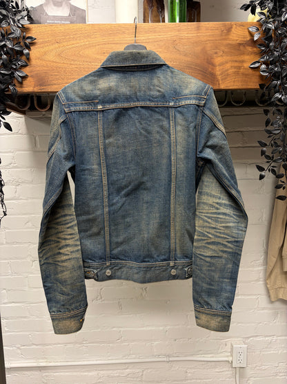 Dior Homme Dirt Washed Blue Slim Cut Denim Jacket