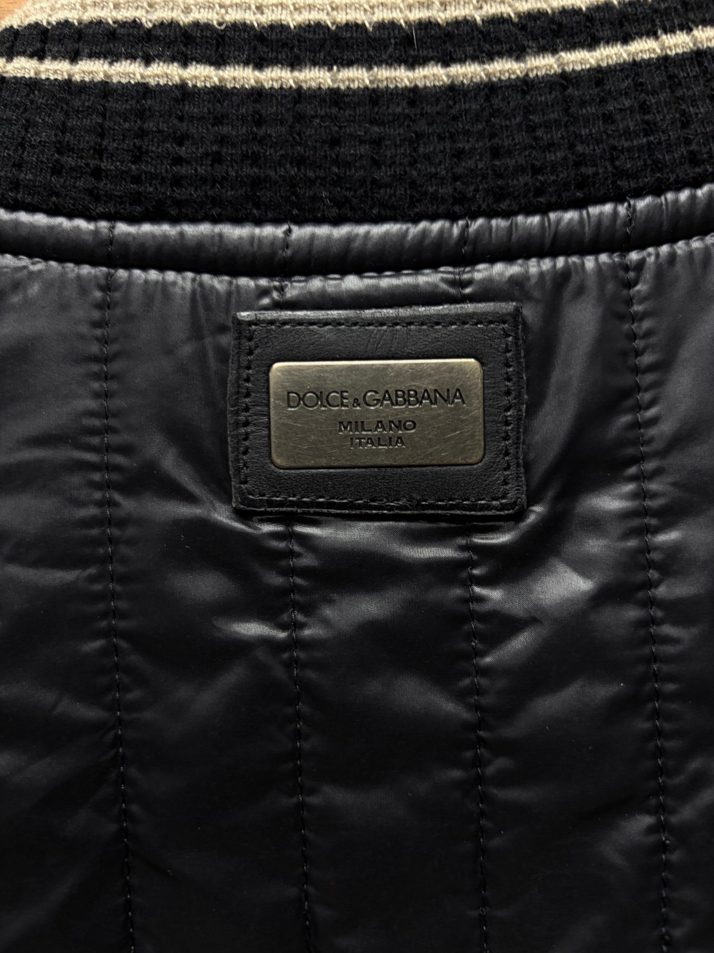 Dolce & Gabbana Quilted ‘Varsity’ Black Bomber Jacket