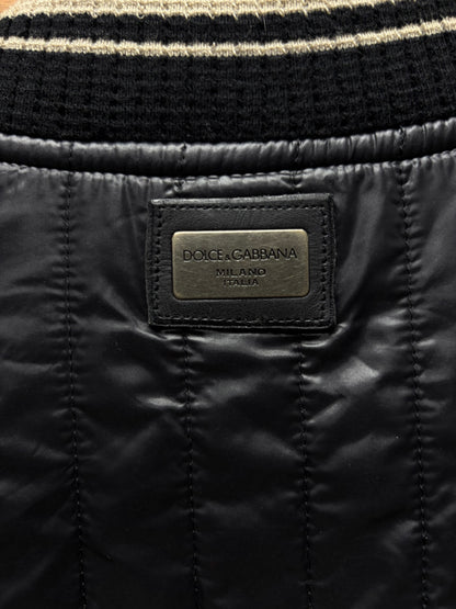 Dolce & Gabbana Quilted ‘Varsity’ Black Bomber Jacket