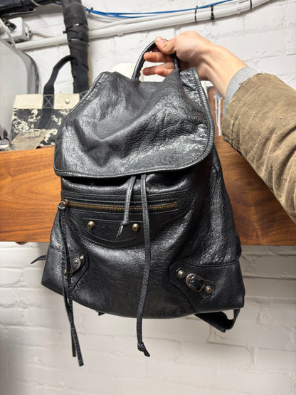 Balenciaga Black Grained Calfskin Leather ‘Classic Traveller’ City Backpack