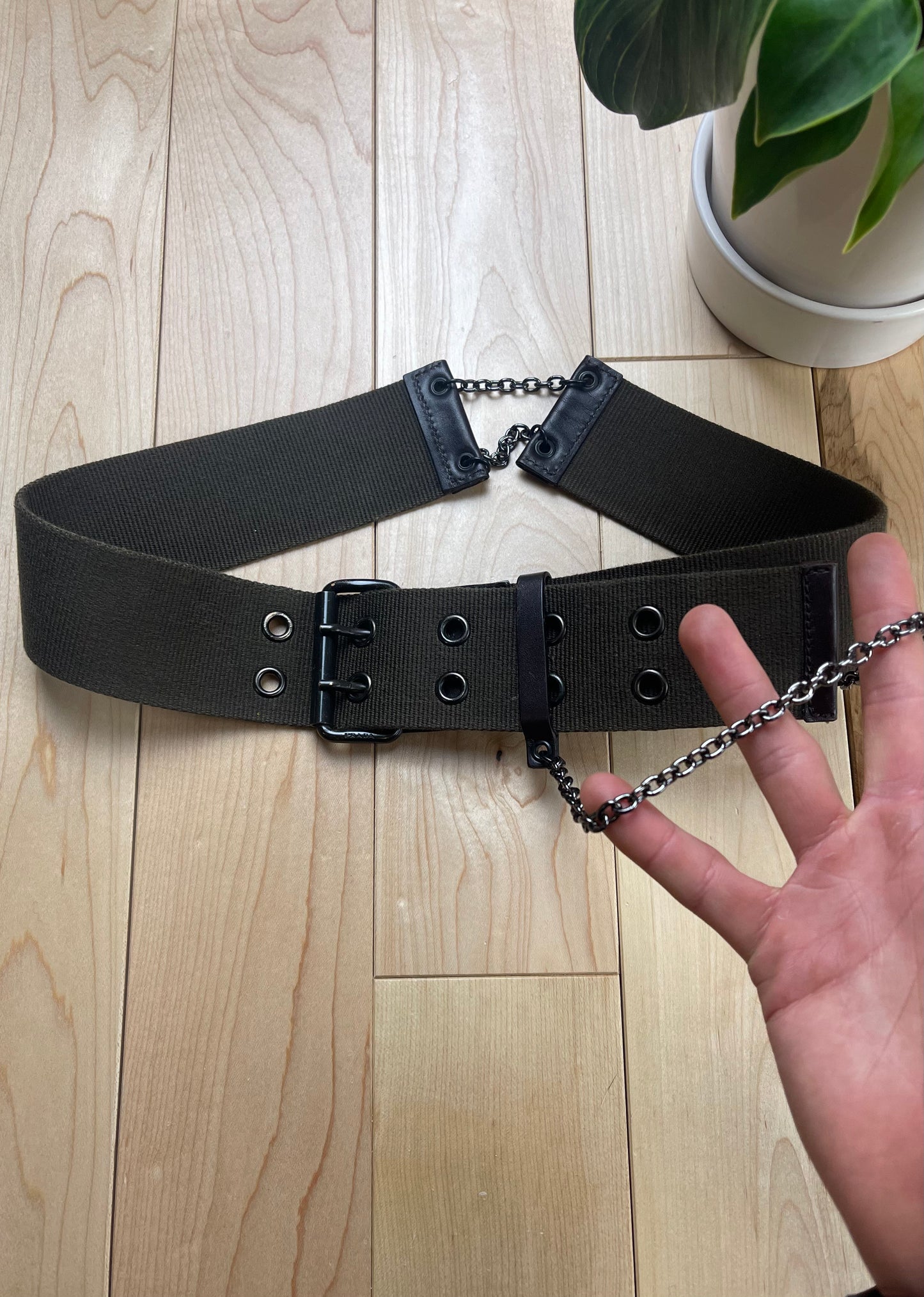 2000s Prada Military Chain Link +Wallet Chain Belt