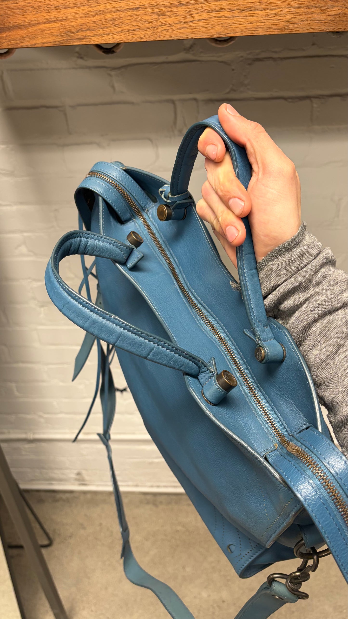 Balenciaga ‘Blackout’ Special Edition ‘City Bag’ with Crossbody Strap & Magnetic Closure