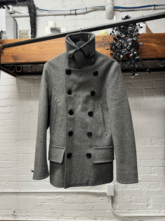 Vintage Yves Saint Laurent Grey Double Breasted Wool Peacoat