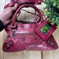 Balenciaga ‘Twiggy’ Rustic Red Calfskin Leather Shoulder/ Top Handle City Bag