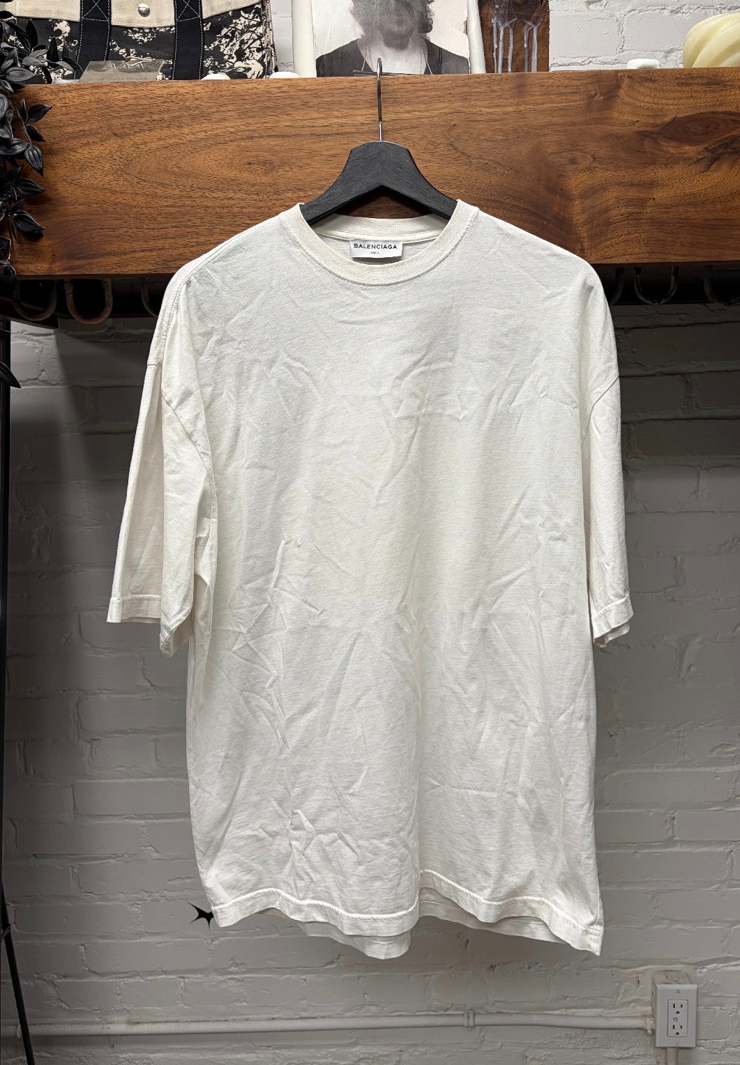 2017 Balenciaga ‘Femme Fatale’ Embroidered Script White Oversized T-Shirt