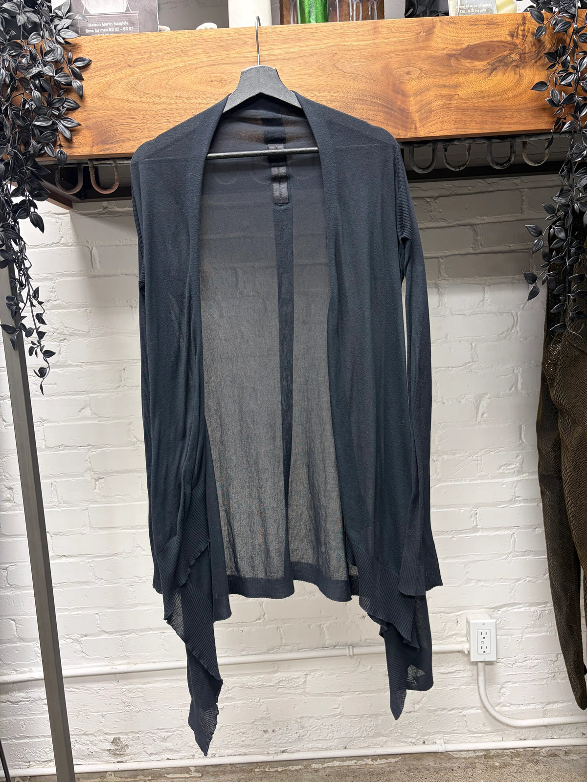 AW2011 Rick Owens ‘Anthem’ Black Semi Sheer Waterfall Cardigan