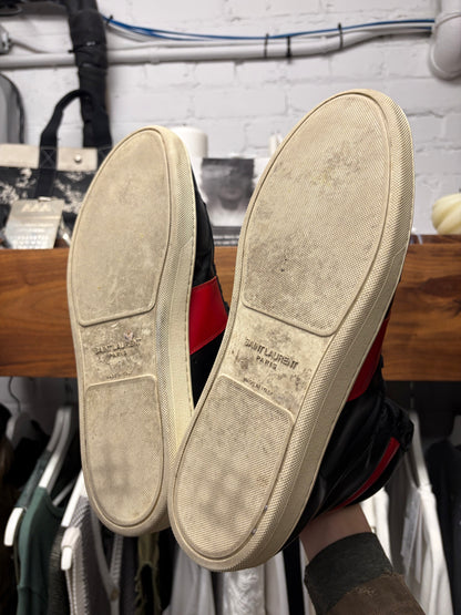 Saint Laurent ‘SL/10H’ Black/Red Leather Court High Top Sneakers