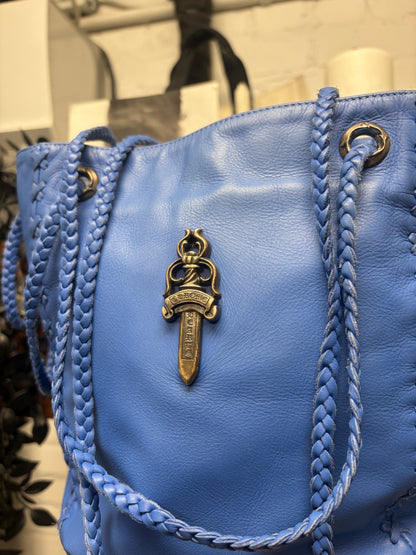 Chrome Hearts ‘Dirty Knees’ Chiffon Blue Woven Leather Dagger Bucket Bag
