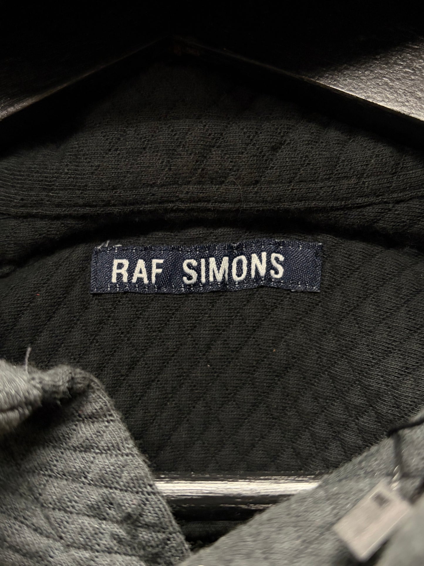 AW1999 Raf Simons Quilted Cotton Black Hooded Collar Shirt
