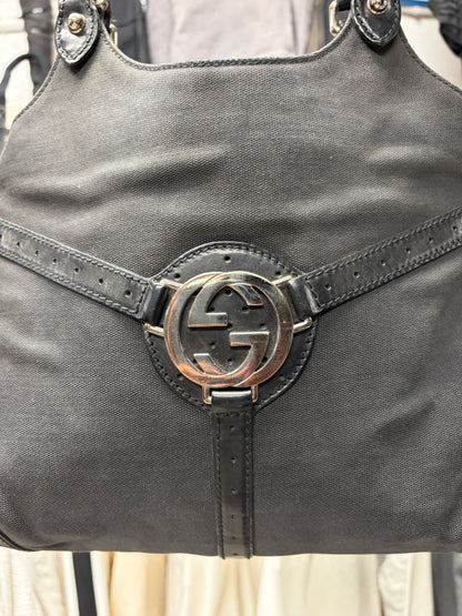 Vintage Gucci by Tom Ford ‘Reins’ Black GG Monogram Shoulder Bag