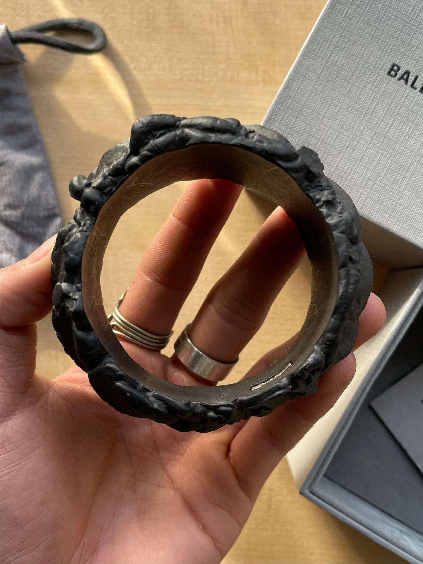 FW2022 Balenciaga ‘Tyre’ Melted Rubber Black Bangle Bracelet