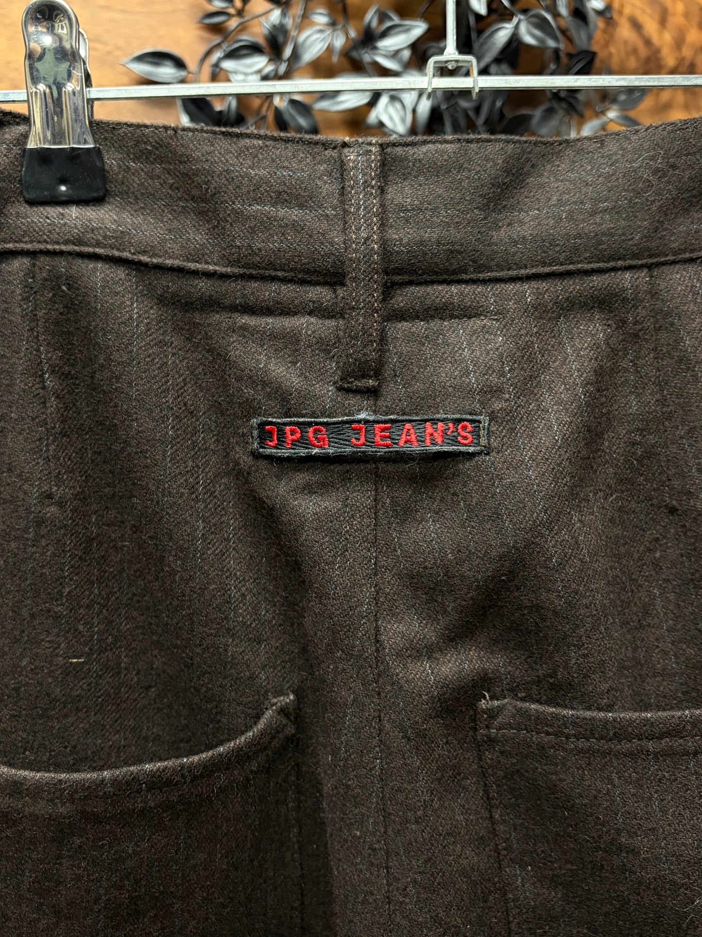 Vintage Jean Paul Gaultier Brown Pinstripe ‘Exposed Zip’ Shorts