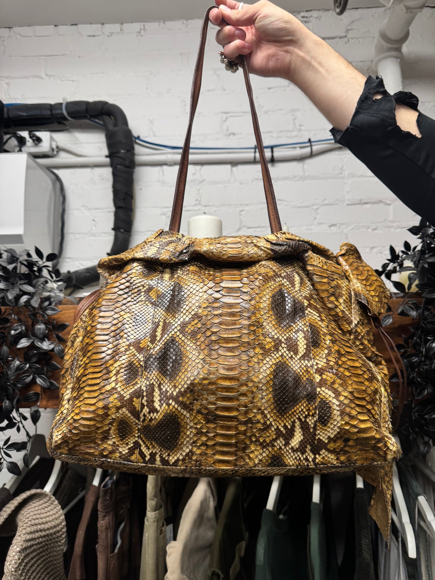 Vintage Prada ‘Pitone’ Genuine Python Leather Tote Bag