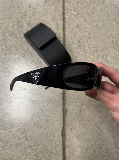 Prada ‘Symbole’ Geometric Black Wrap Sunglasses